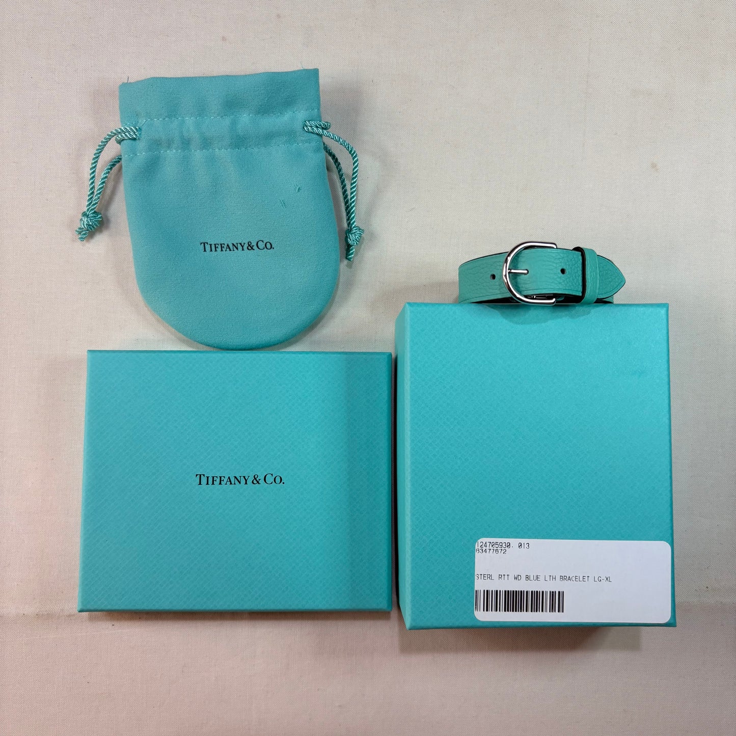 Tiffany & Co. Return to Logo Leather Blue Bracelet Accessory 0943
