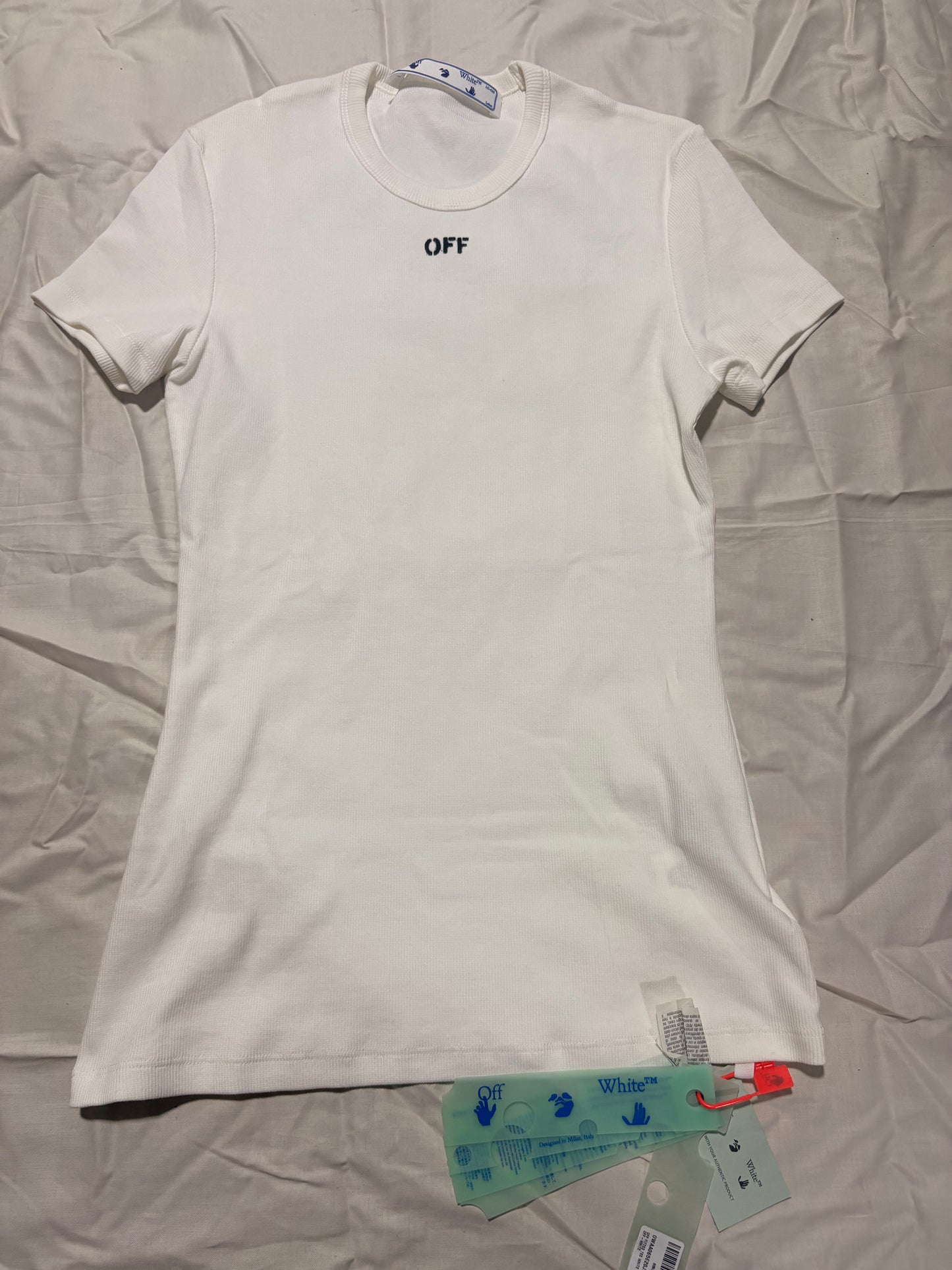 Off White Off Stamp Ribbed Cropped Tee