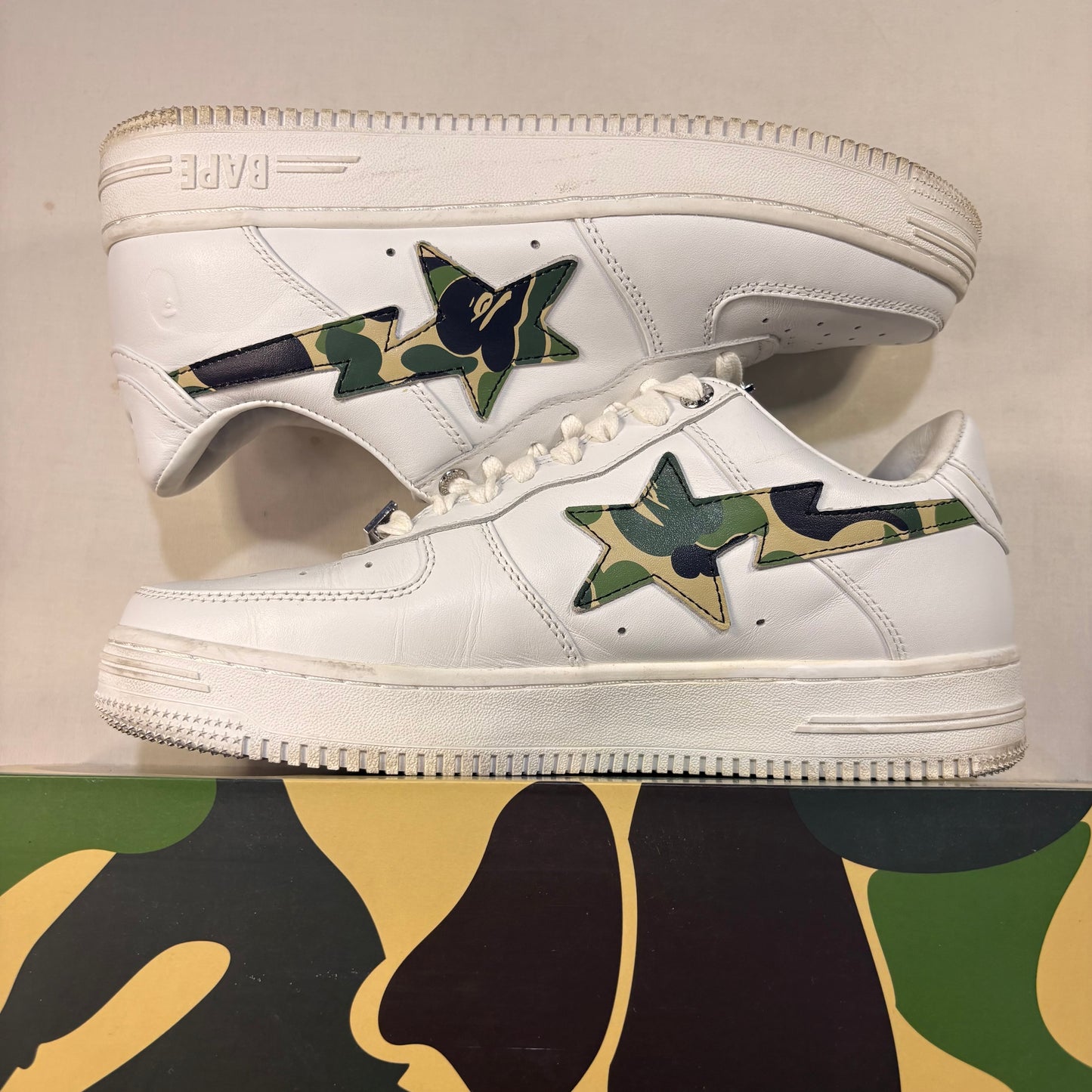 A Bathing Ape Bape Sta Low White ABC Camo Green (2021) U8.5