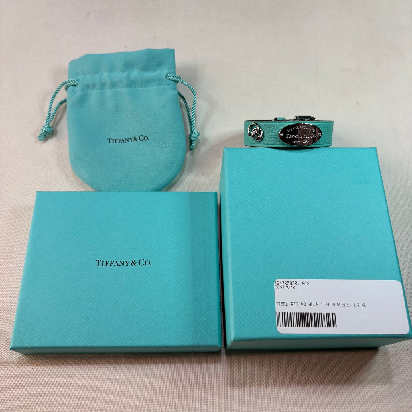 Tiffany & Co. Return to Logo Leather Blue Bracelet Accessory 0943