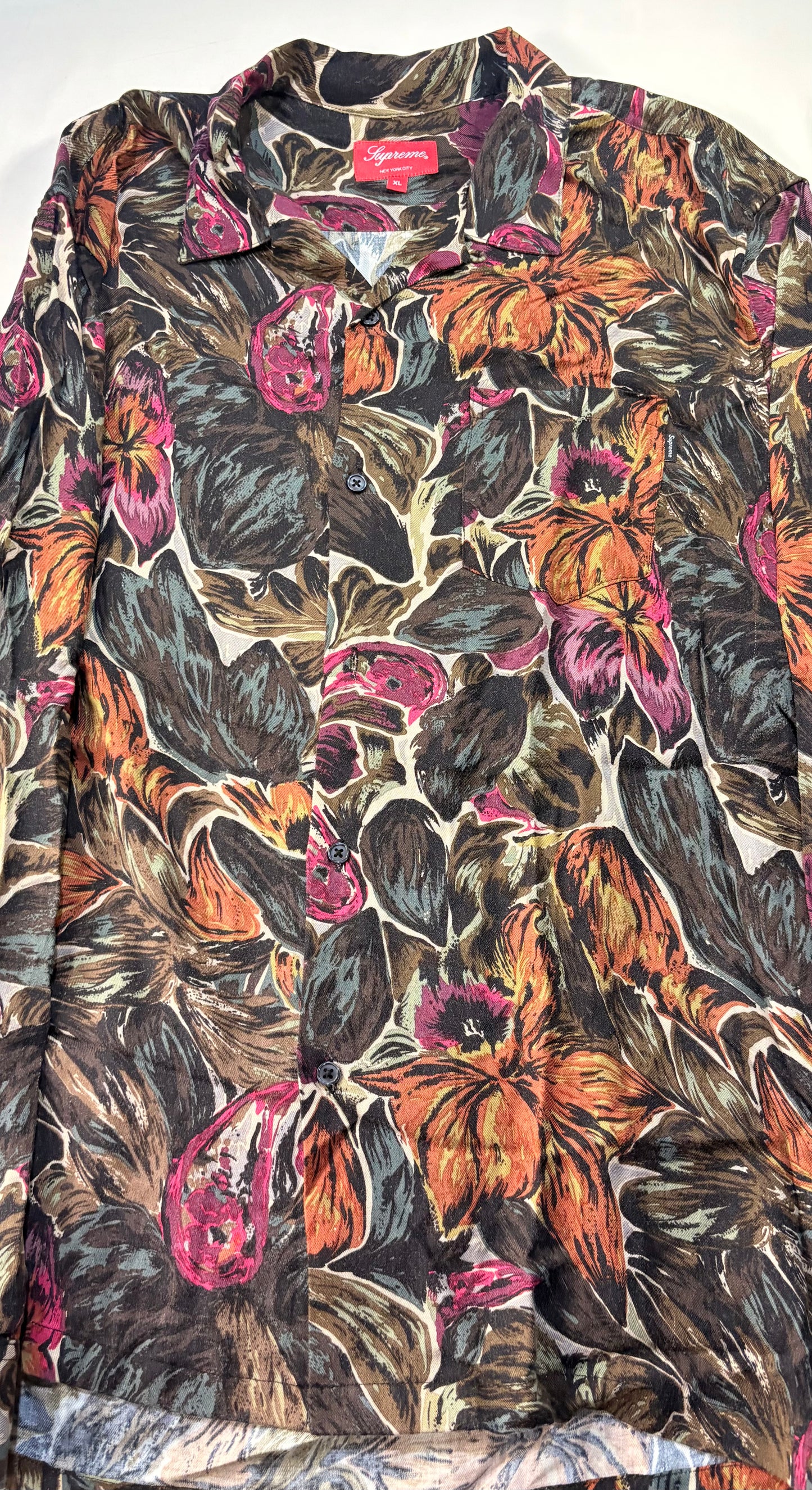 Supreme FW17 Painted Floral Rayon Shirt