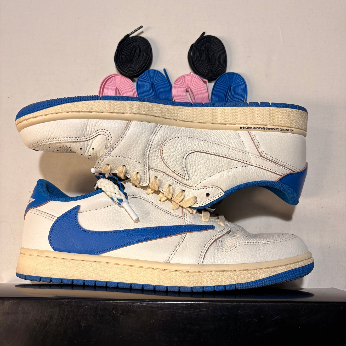 Jordan 1 Retro Low Fragment Travis Scott Sail Military Blue U10.5
