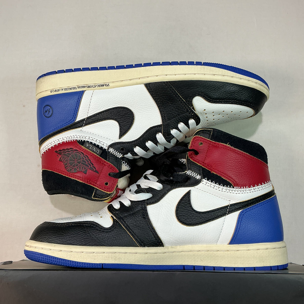 Jordan 1 Retro High OG Fragment Union LA Varsity Red Sport Royal U8.5