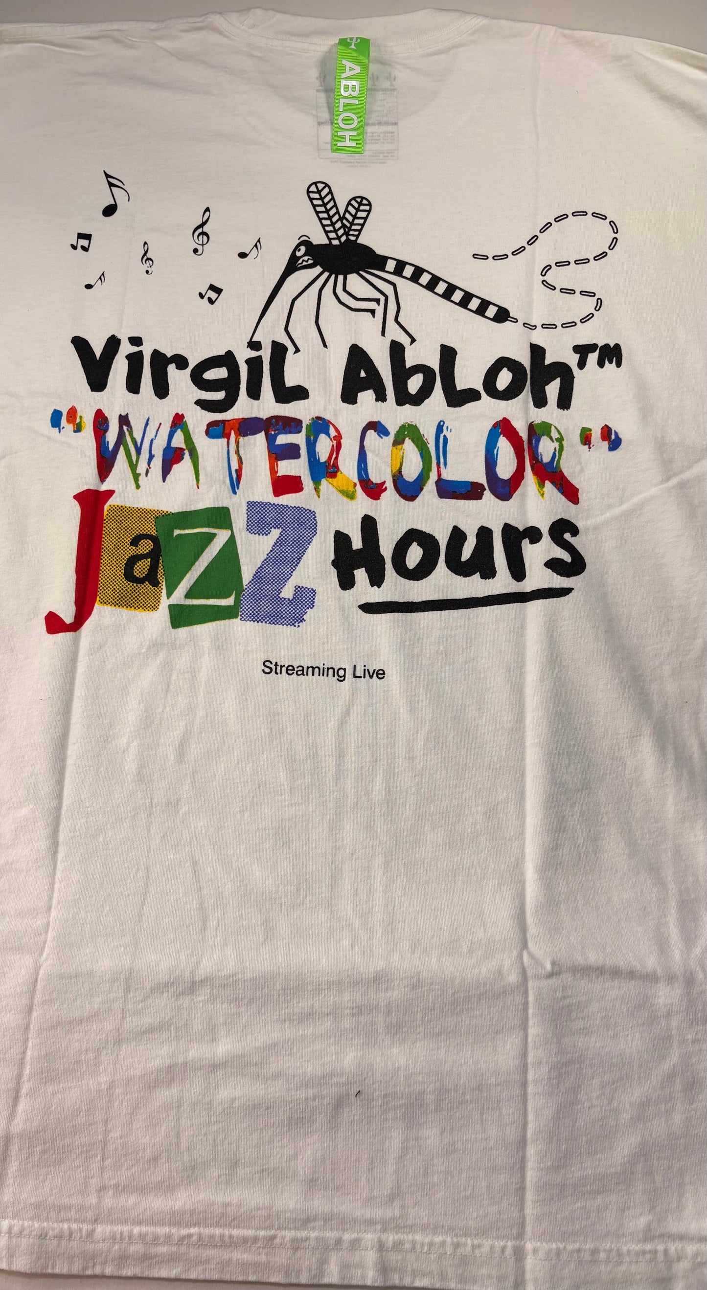 Off White Canary Yellow Virgil Abloh Water Color Jazz Hours Tee