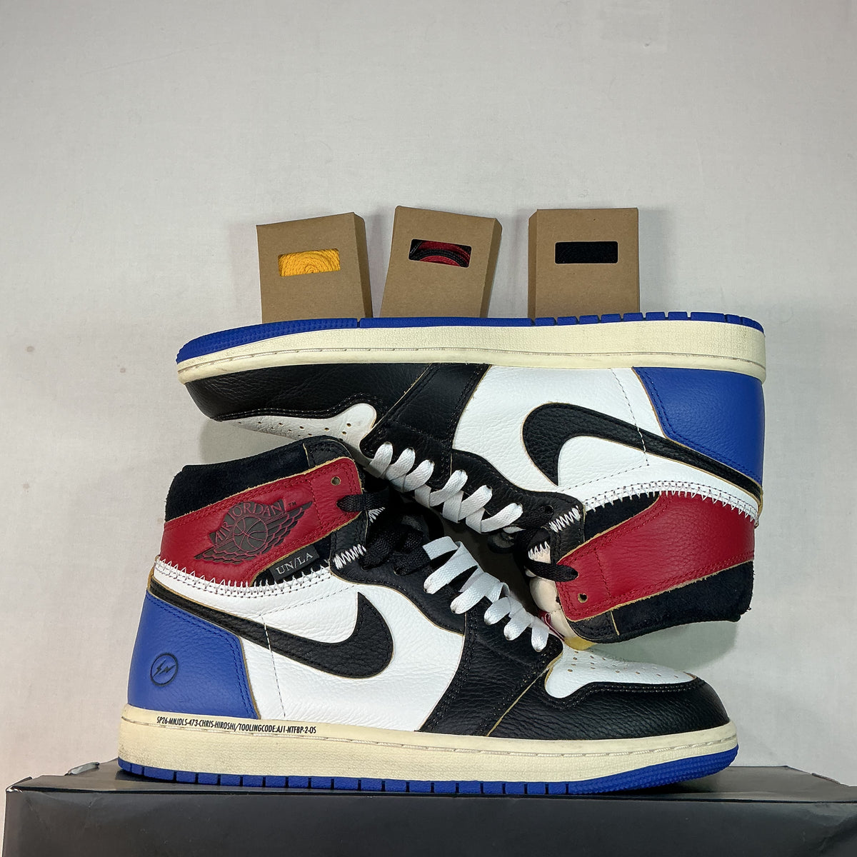 Jordan 1 Retro High OG Fragment Union LA Varsity Red Sport Royal U8.5