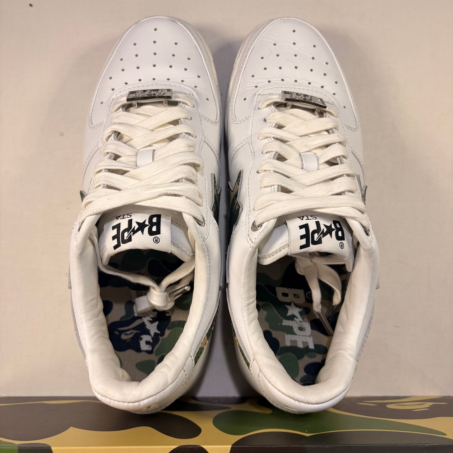 A Bathing Ape Bape Sta Low White ABC Camo Green (2021) U8.5