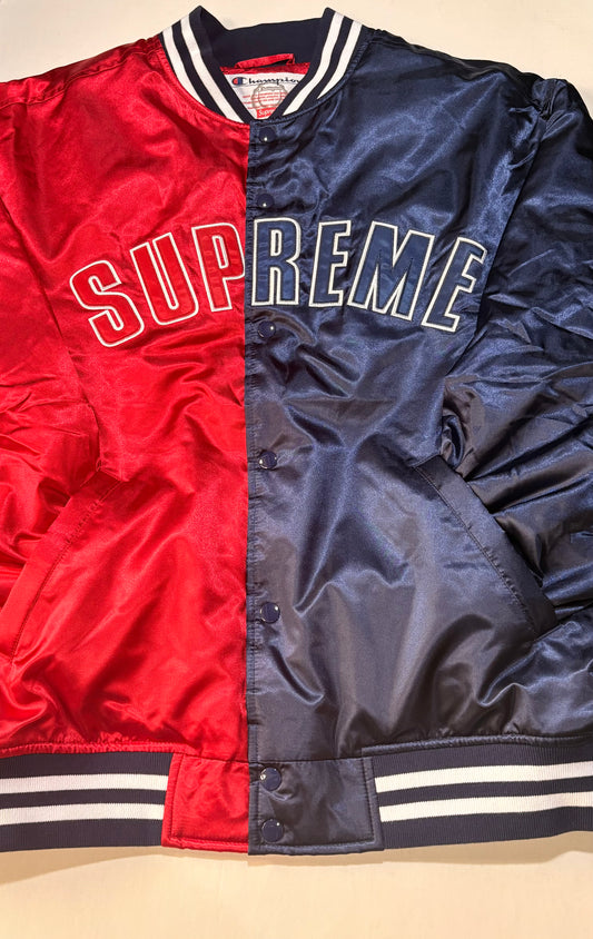 Supreme SS26 Champion Satin Varisty Jacket Red