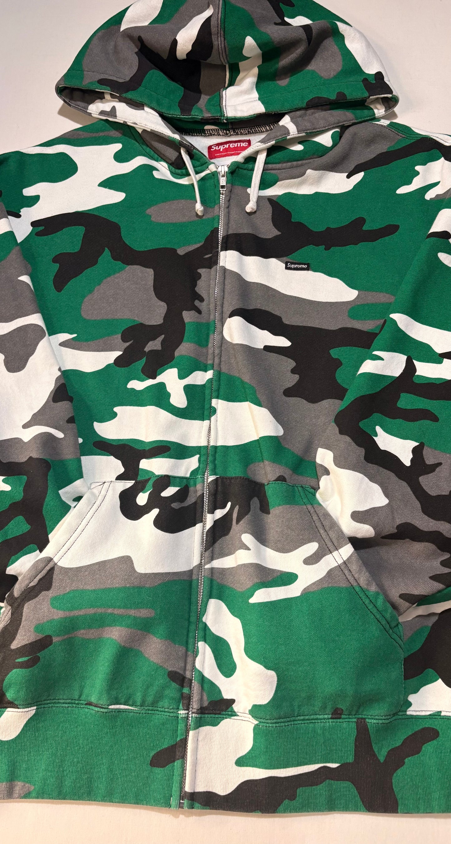 Supreme FW25 Small Box Zip Up Hooded Sweatshirt Green Camo