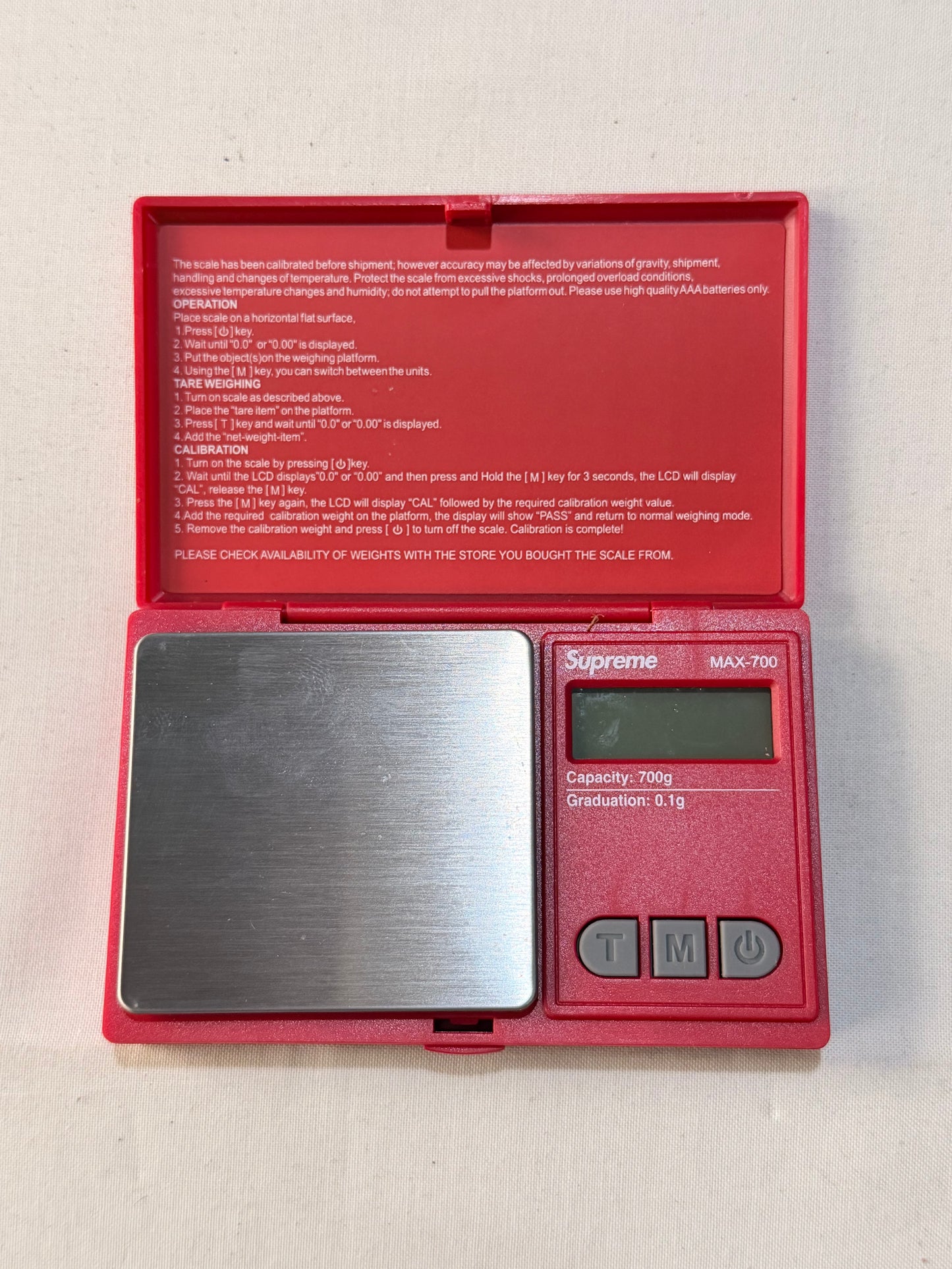 Supreme FW18 AWS Max 700 Digital Scale Red U