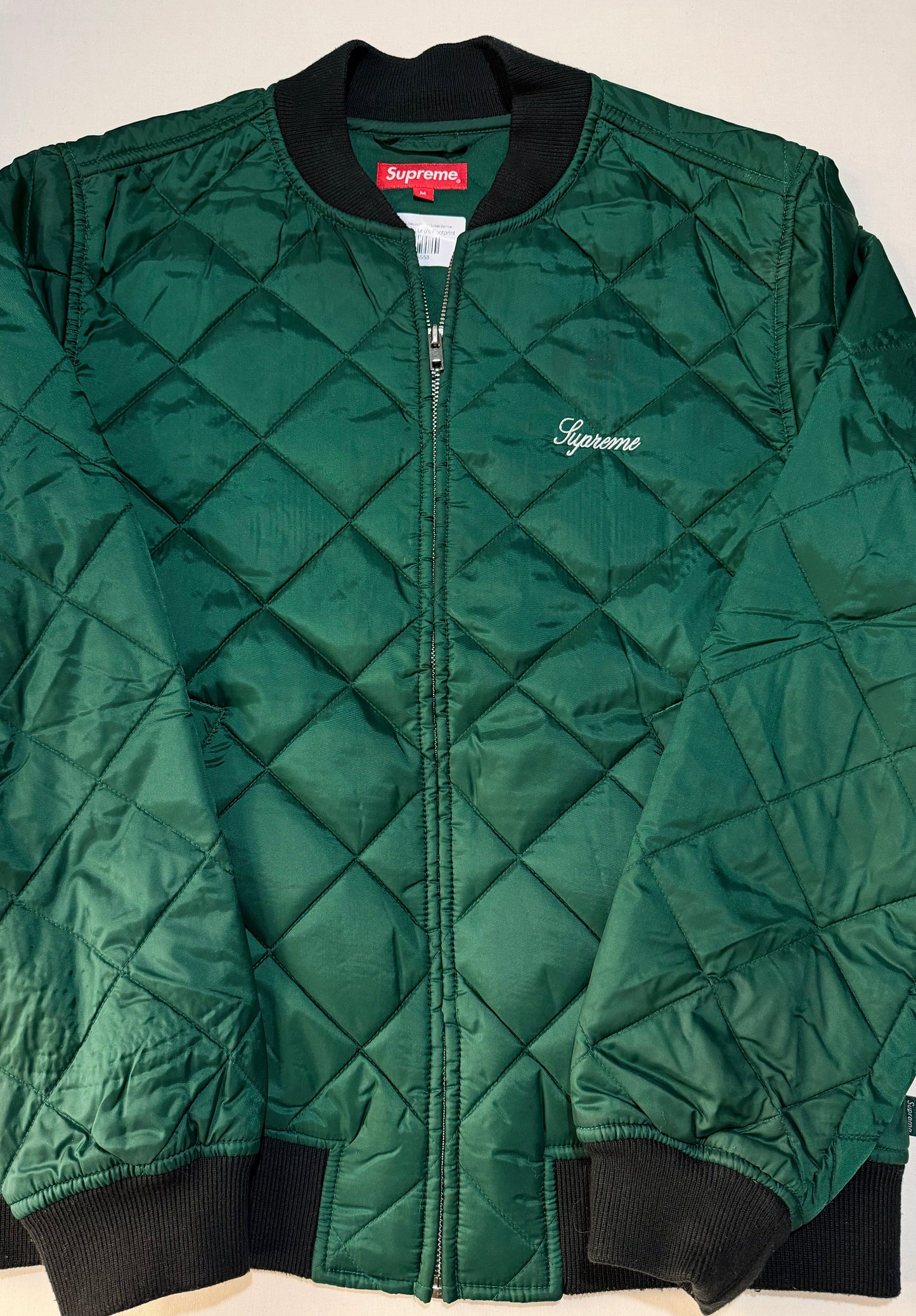 Supreme SS16 Sequin Patch Quilted Bomber Jacket U