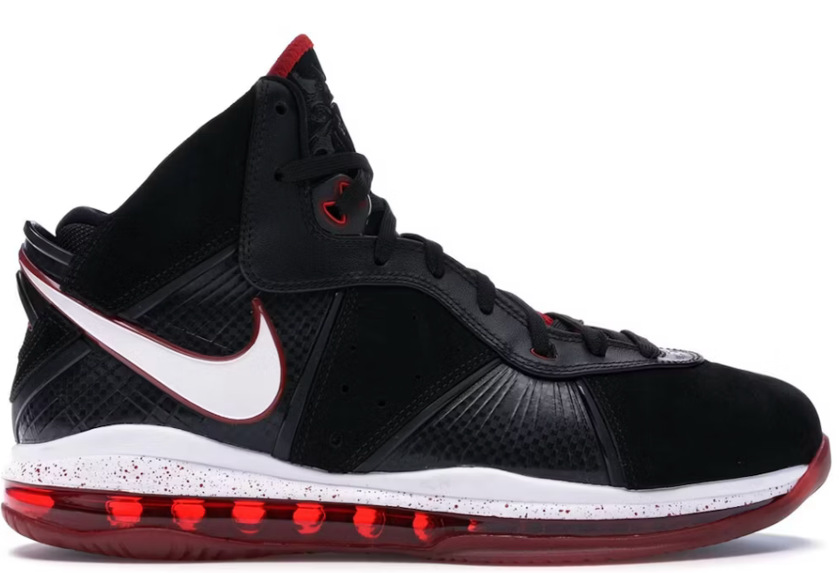 Nike Lebron 8 Black/White/Red U7.5